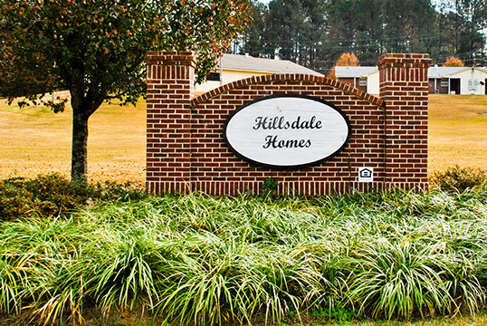 The front sign for Hillsdale Homes.